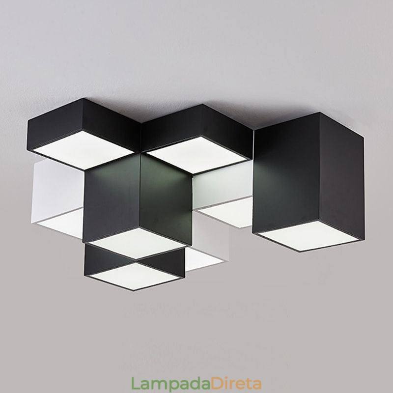 Luminária de teto moderna em cubo
