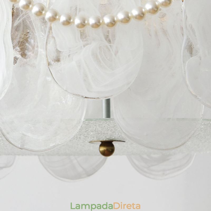 Luminária de teto de ferro europeia elegante luminária de teto de vidro
