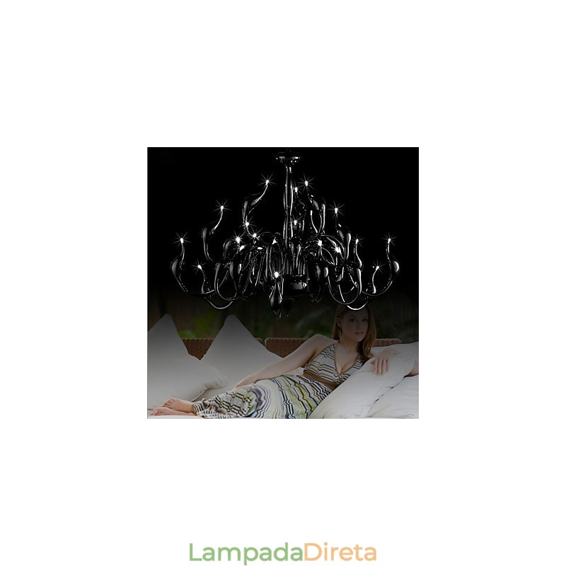 Lustre moderno 24 luzes G4 pintura preta