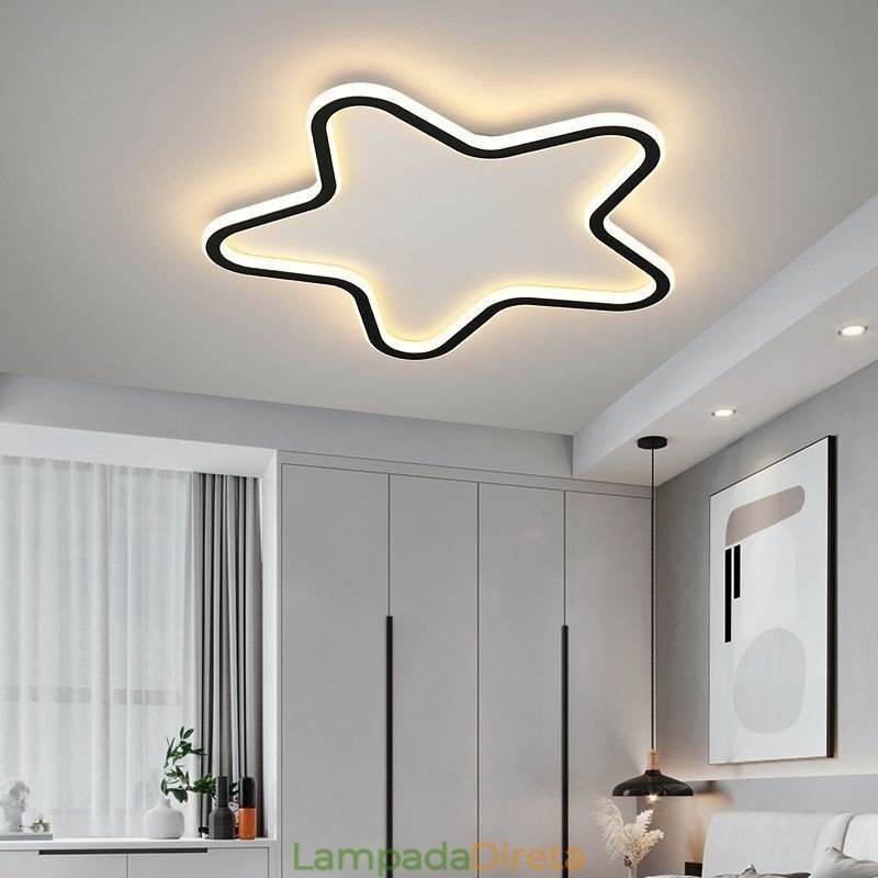 Luminária de teto moderna em formato de estrela