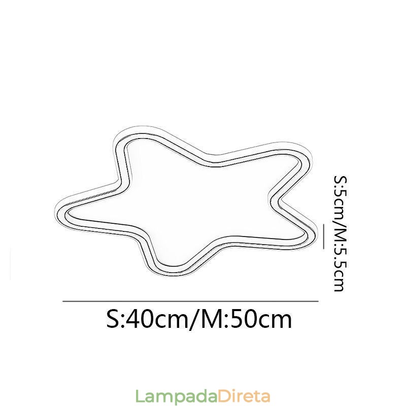 Luminária de teto moderna em formato de estrela