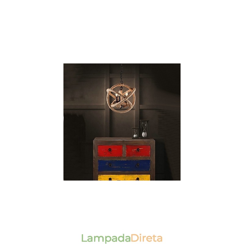 Lustre de metal estilo country mini com pintura