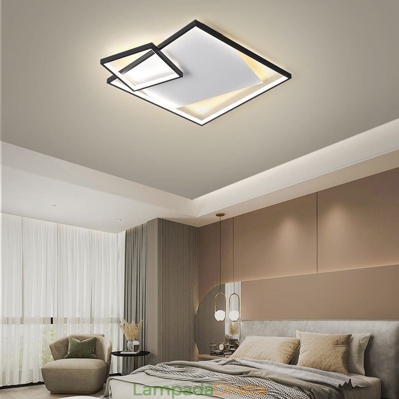 Luminária de teto moderna quadrada, luminárias inteligentes para ambientes internos
