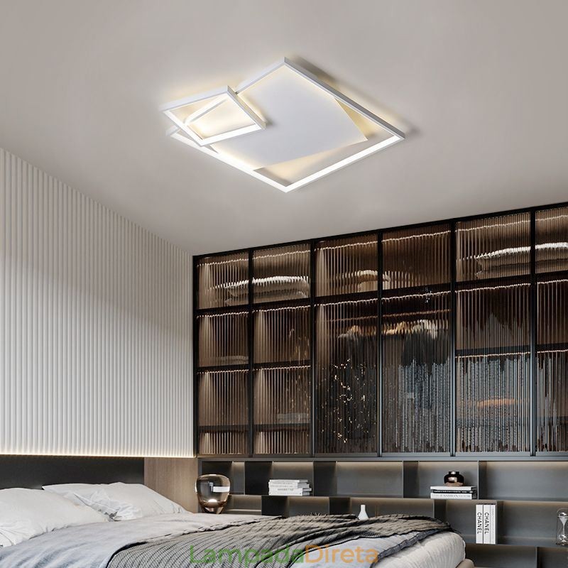 Luminária de teto moderna quadrada, luminárias inteligentes para ambientes internos