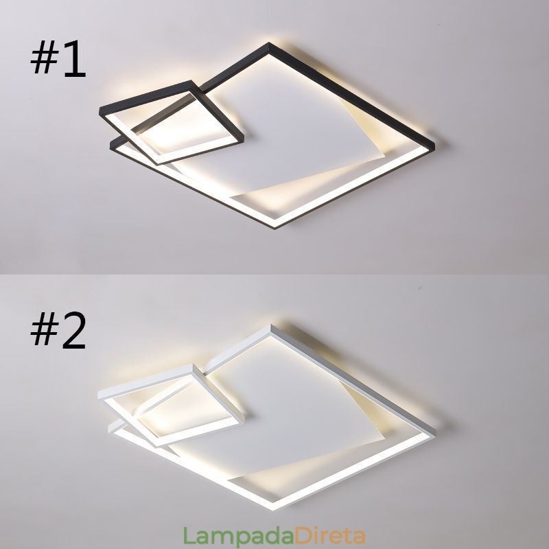 Luminária de teto moderna quadrada, luminárias inteligentes para ambientes internos