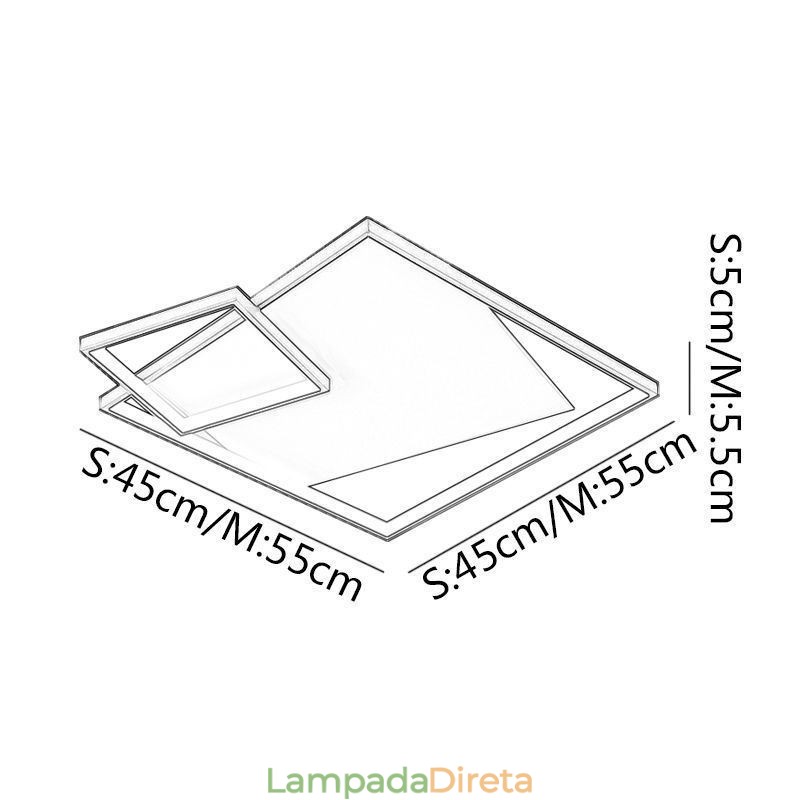 Luminária de teto moderna quadrada, luminárias inteligentes para ambientes internos