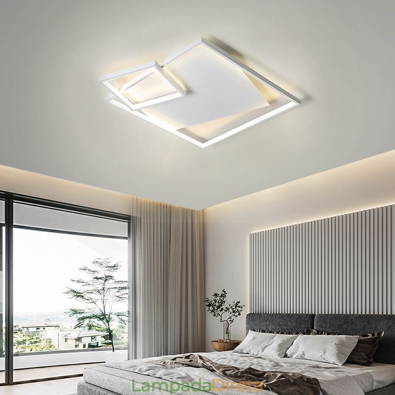 Luminária de teto moderna quadrada, luminárias inteligentes para ambientes internos
