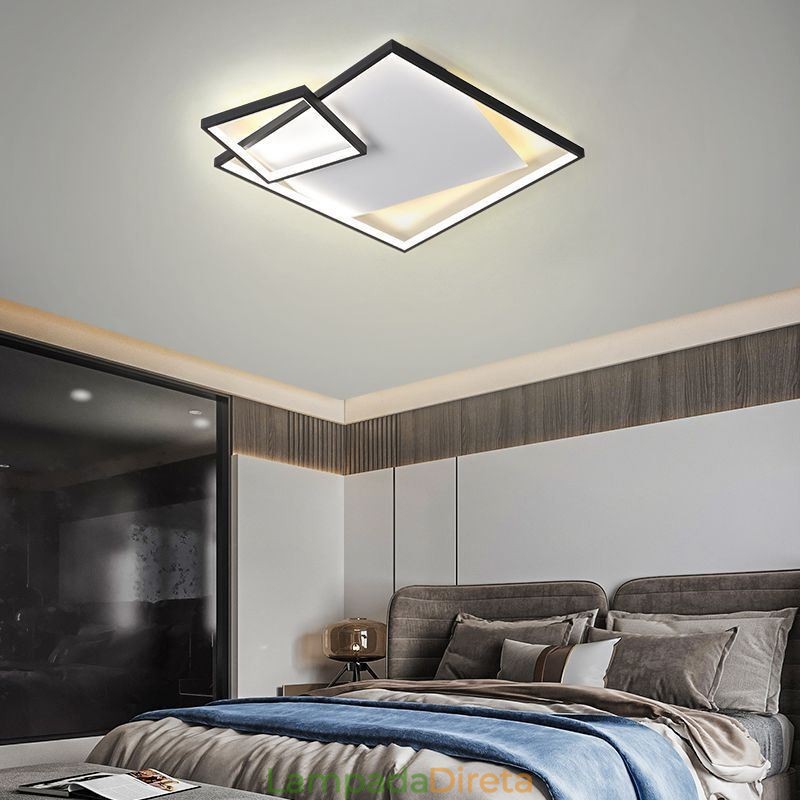 Luminária de teto moderna quadrada, luminárias inteligentes para ambientes internos