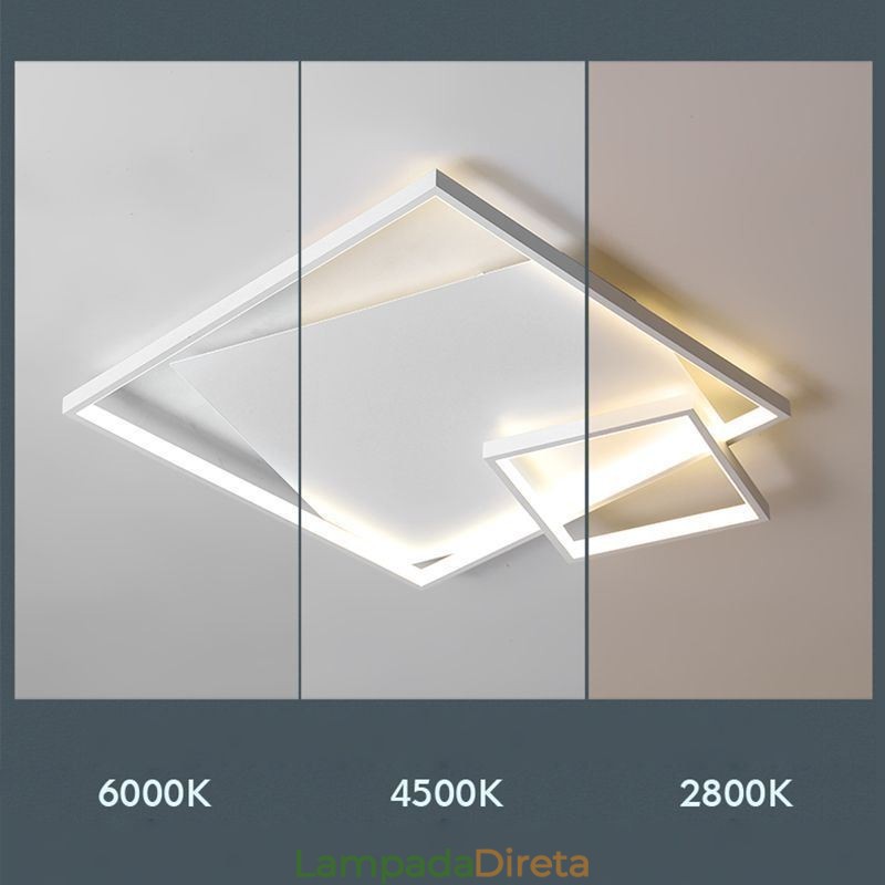Luminária de teto moderna quadrada, luminárias inteligentes para ambientes internos