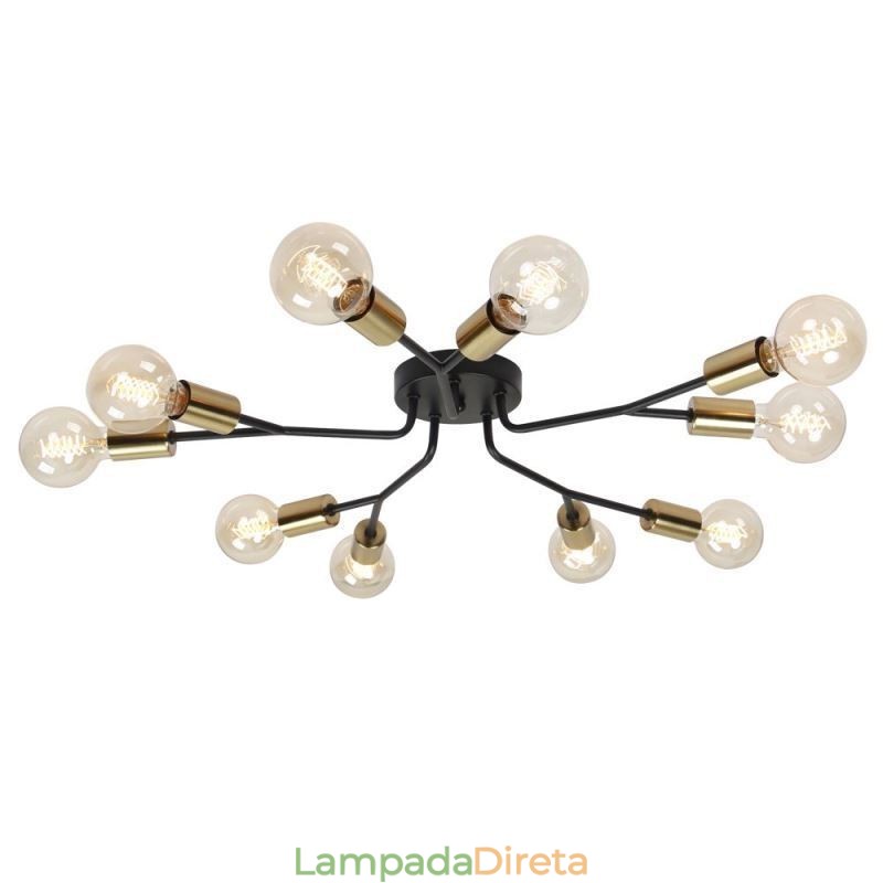 Luminária de teto moderna Lustre preto vintage