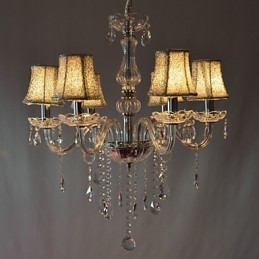 Lustre moderno de luxo com 6 luzes em decoração de cristal