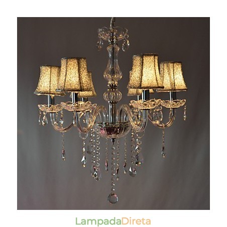 Lustre moderno de luxo com 6 luzes em decoração de cristal Lustre moderno de luxo com 6 luzes em decoração de cristal