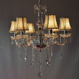Lustre moderno de luxo com 6 luzes em decoração de cristal