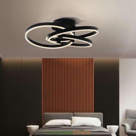 Luminária de teto moderna com 3 anéis Luminária de teto moderna com 3 anéis