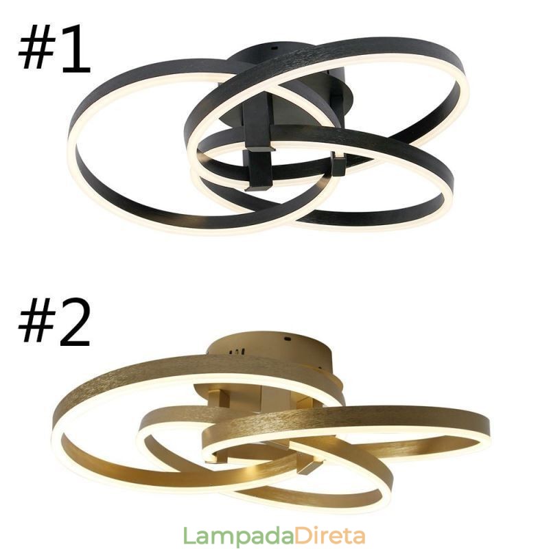 Luminária de teto moderna com 3 anéis