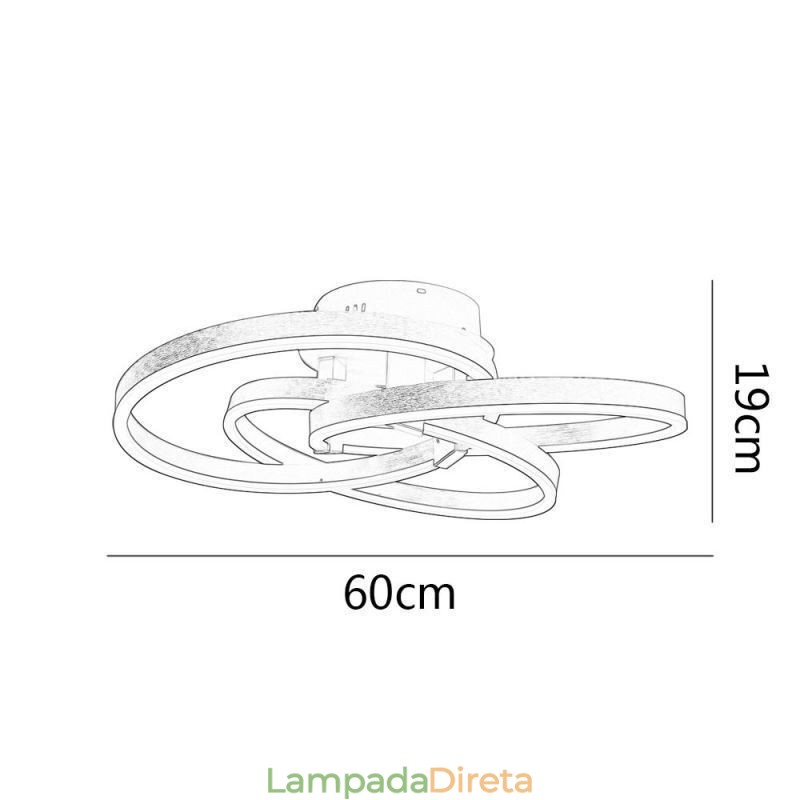 Luminária de teto moderna com 3 anéis