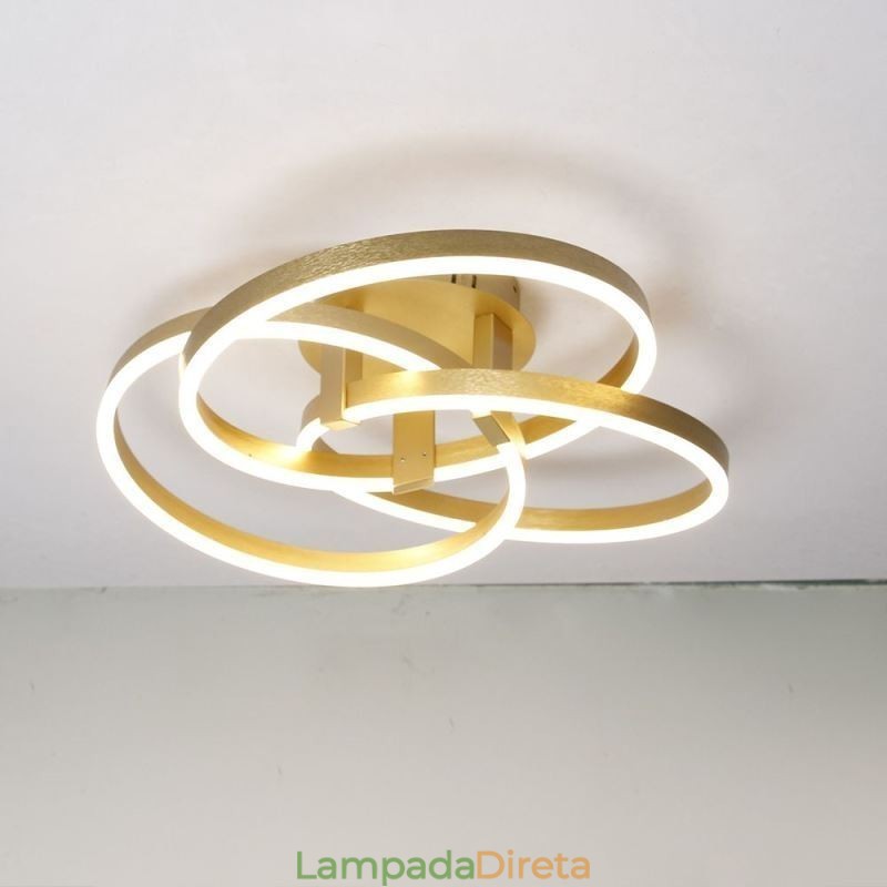Luminária de teto moderna com 3 anéis