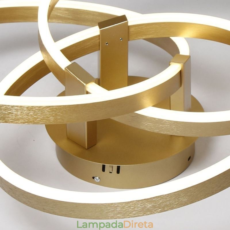 Luminária de teto moderna com 3 anéis