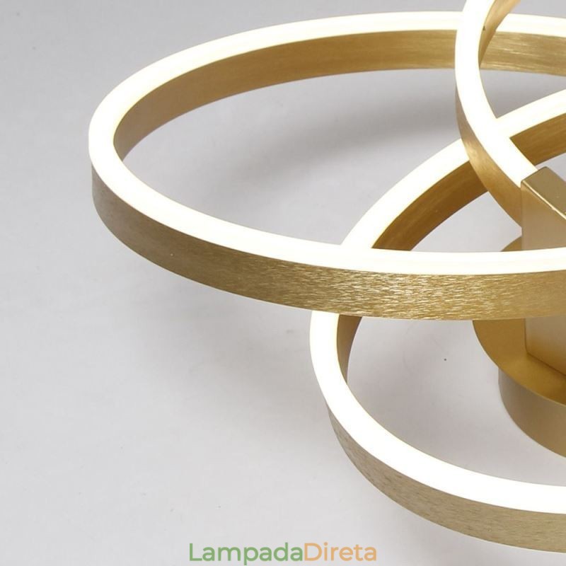 Luminária de teto moderna com 3 anéis