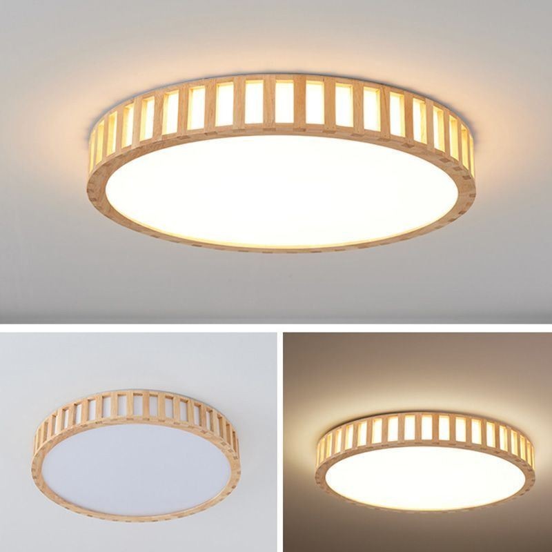 Luminária japonesa de teto de madeira
