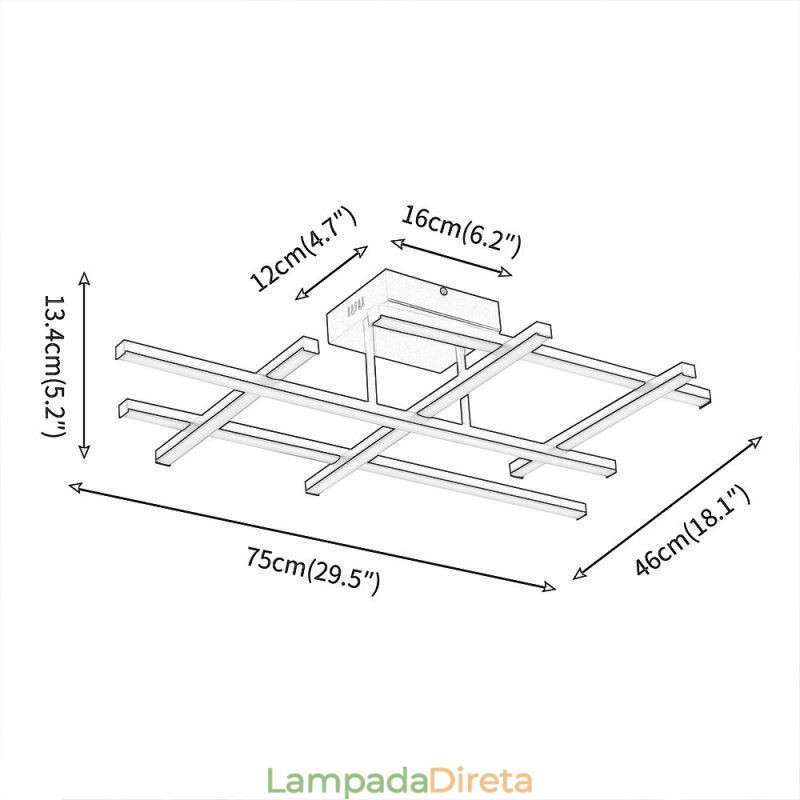Luminária de teto embutida em alumínio