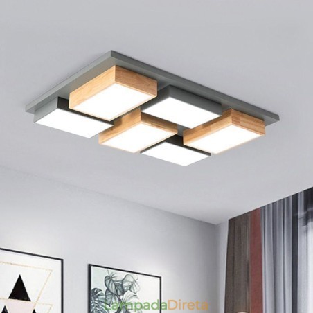 Luminária de teto moderna em acrílico, luminária de teto geométrica de madeira Luminária de teto moderna em acrílico, luminária de teto geométrica de madeira