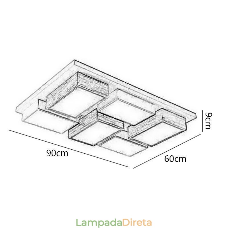 Luminária de teto moderna em acrílico, luminária de teto geométrica de madeira