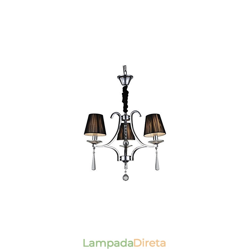 Lustre moderno contemporâneo de cristal cromado em metal