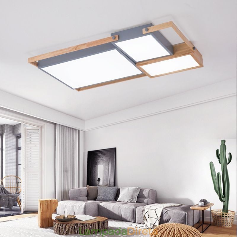 Luminária de teto moderna com emenda retangular