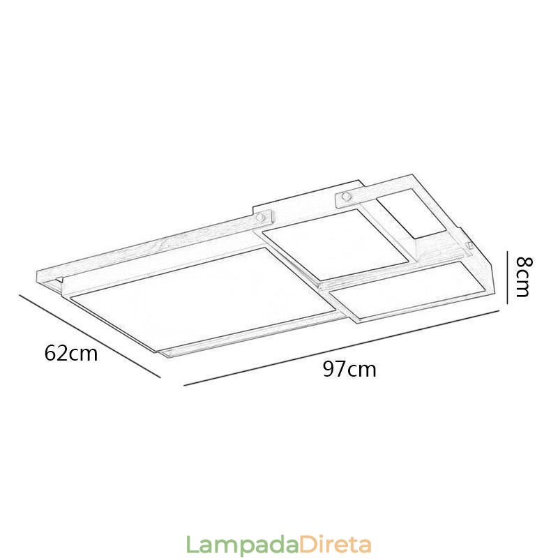 Luminária de teto moderna com emenda retangular