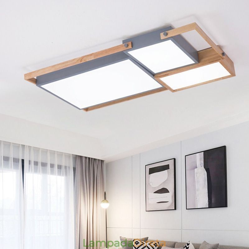 Luminária de teto moderna com emenda retangular