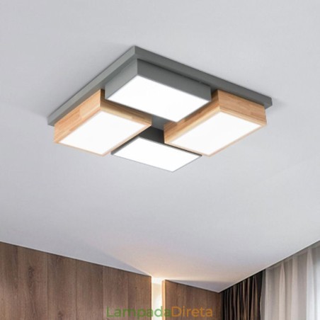 Luminária de teto moderna geométrica de madeira Luminária de teto moderna geométrica de madeira