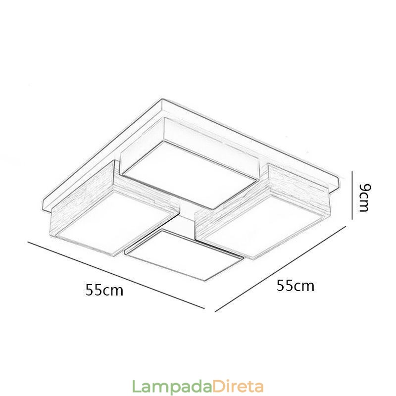 Luminária de teto moderna geométrica de madeira