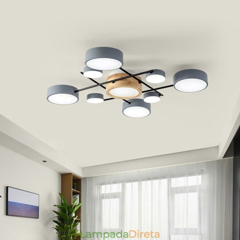 Luminária de teto moderna com emenda de quatro lados