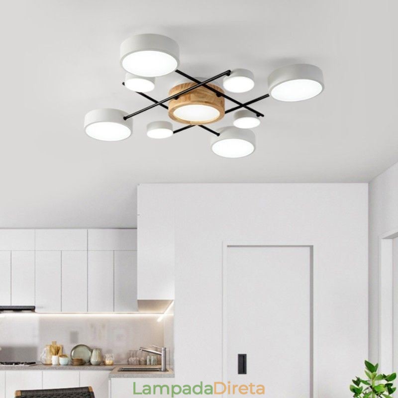 Luminária de teto moderna com emenda de quatro lados