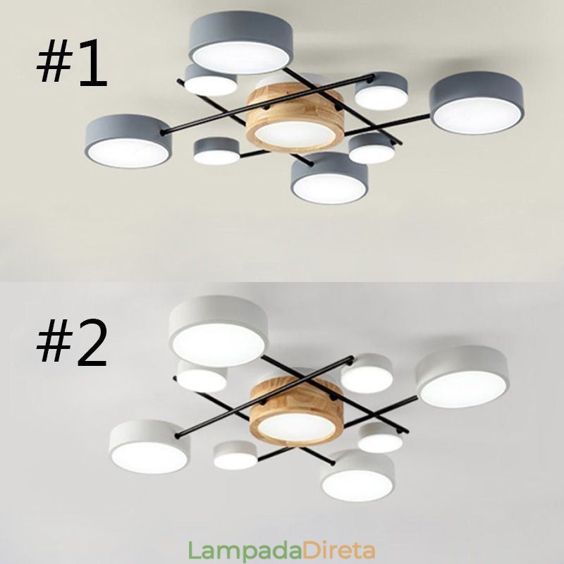 Luminária de teto moderna com emenda de quatro lados