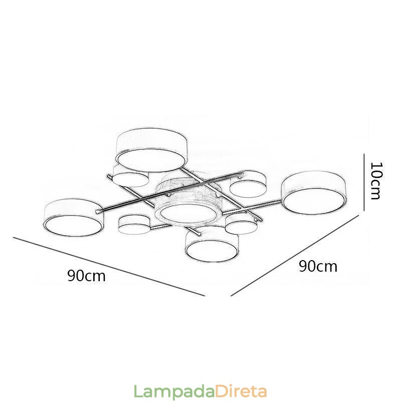 Luminária de teto moderna com emenda de quatro lados