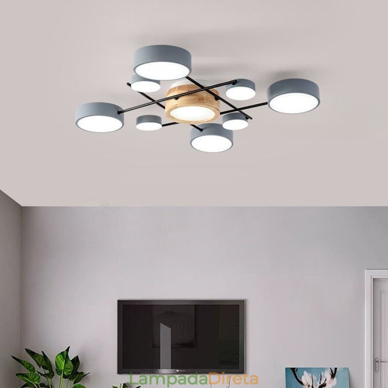 Luminária de teto moderna com emenda de quatro lados