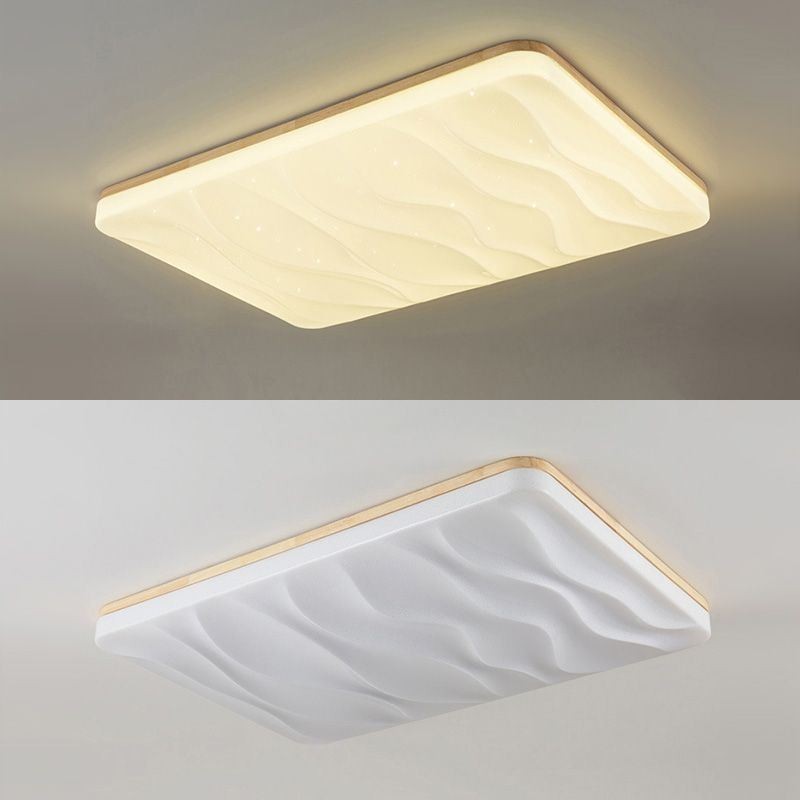 Luminária de teto retangular ondulada de acrílico japonesa