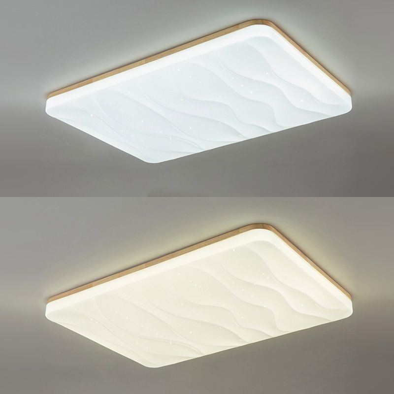 Luminária de teto retangular ondulada de acrílico japonesa
