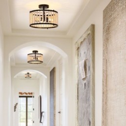 3 Luzes de Teto Luminária de Teto de Contas de Madeira Foyer