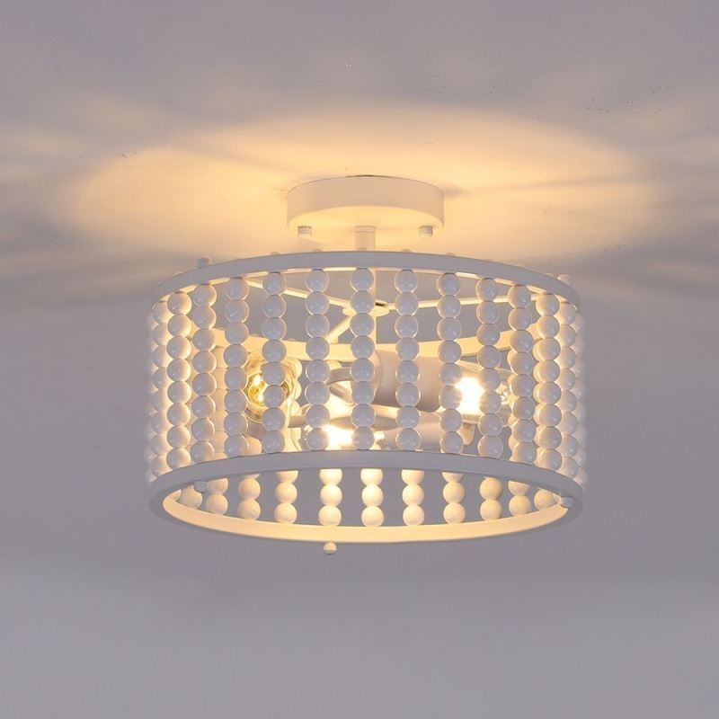 3 Luzes de Teto Luminária de Teto de Contas de Madeira Foyer