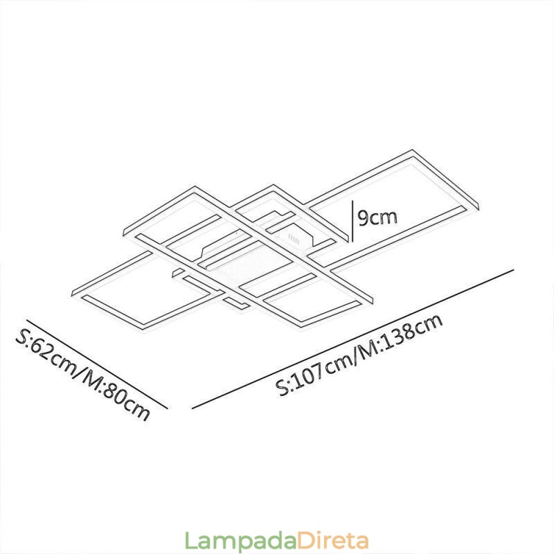 Luminária de teto moderna geométrica quadrada