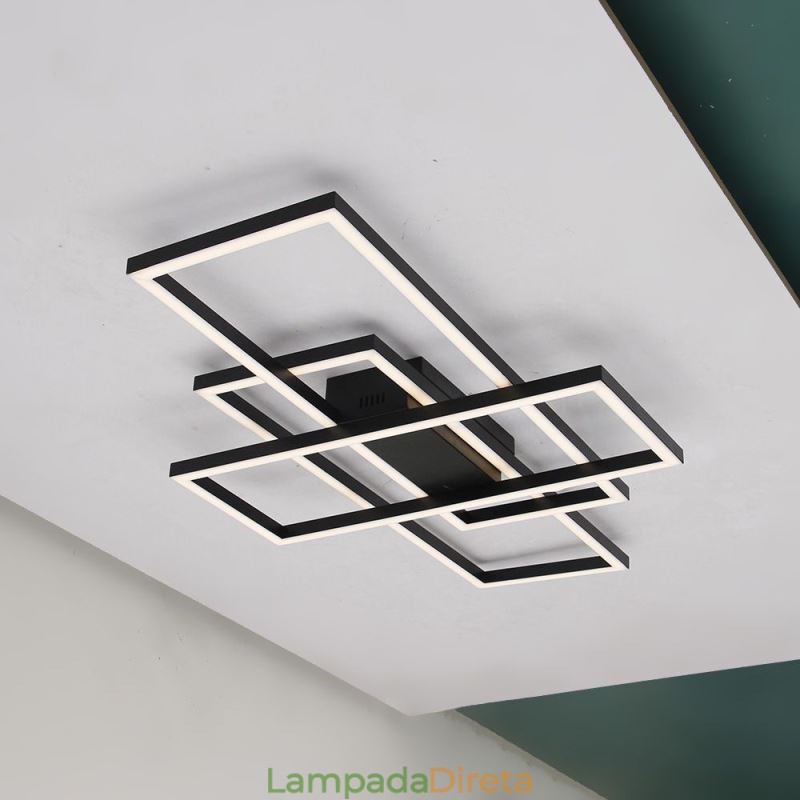 Luminária de teto moderna geométrica quadrada