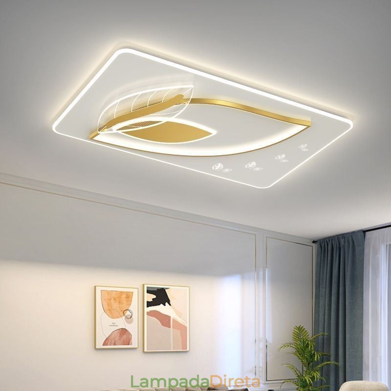 Luminária de teto de luxo com design criativo de folhas