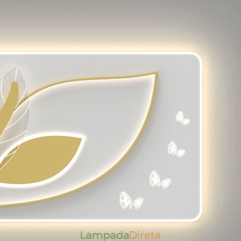 Luminária de teto de luxo com design criativo de folhas