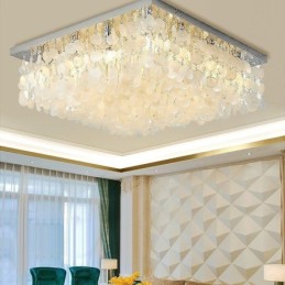 Lustre de teto moderno com concha branca e montagem embutida