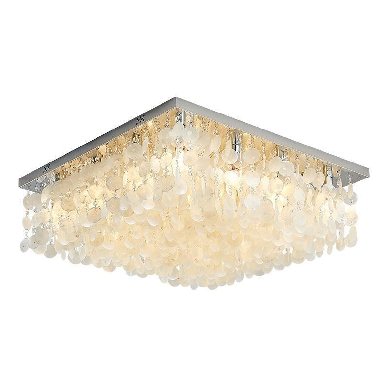 Lustre de teto moderno com concha branca e montagem embutida