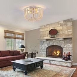 Luminária embutida de teto com contas de madeira de fazenda, 3 luminárias