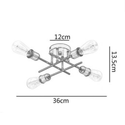 Luminária de teto embutida com 4 soquetes para luz